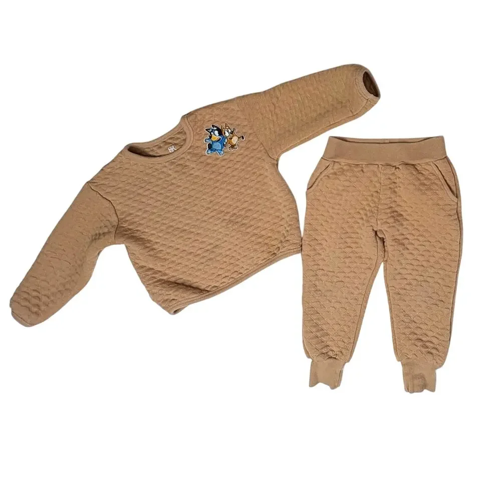 Bums & Roses Bamboo‎ Quilted 2pc Pant Outfit 2T Bluey Patch Whimsigoth Casual